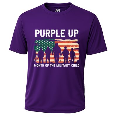 Purple Up For Military Kid Military Child Month US Flag Cooling Performance Crew T-Shirt