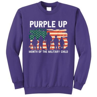 Purple Up For Military Kid Military Child Month US Flag Sweatshirt