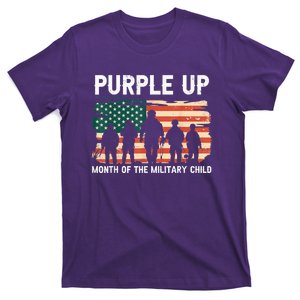 Purple Up For Military Kid Military Child Month US Flag T-Shirt