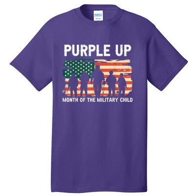 Purple Up For Military Kid Military Child Month US Flag Tall T-Shirt