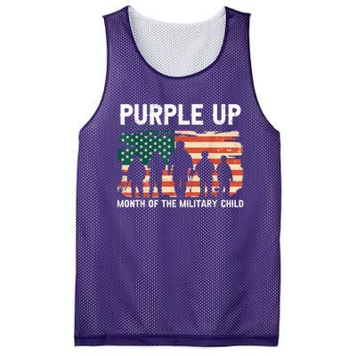 Purple Up For Military Kid Military Child Month US Flag Mesh Reversible Basketball Jersey Tank