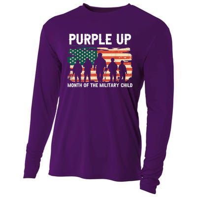 Purple Up For Military Kid Military Child Month US Flag Cooling Performance Long Sleeve Crew