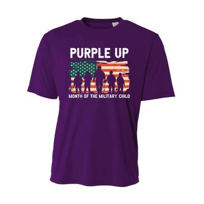 Purple Up For Military Kid Military Child Month US Flag Performance Sprint T-Shirt