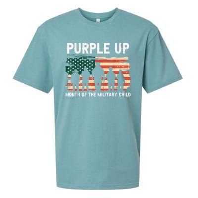 Purple Up For Military Kid Military Child Month US Flag Sueded Cloud Jersey T-Shirt