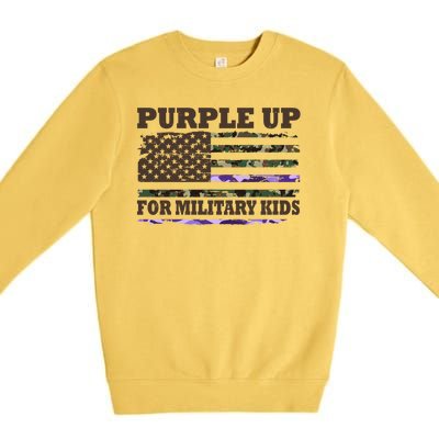 Purple Up For Military Kids Usa Flag Premium Crewneck Sweatshirt