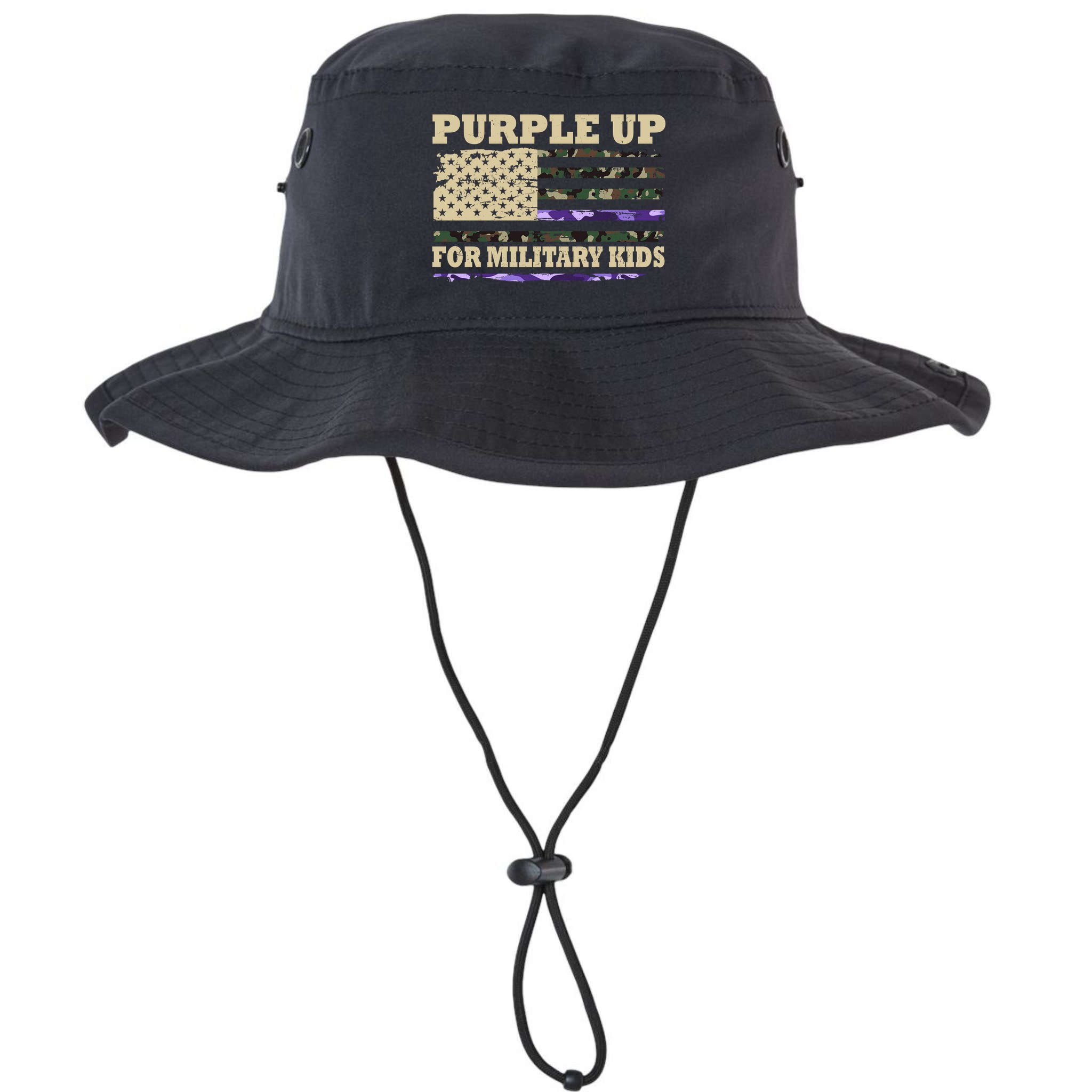 Purple Up For Military Kids Usa Flag Bucket Hat