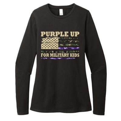 Purple Up For Military Kids Usa Flag Womens CVC Long Sleeve Shirt