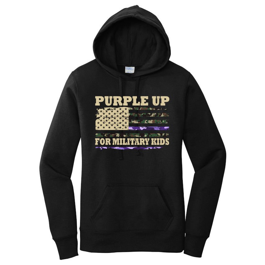 Purple Up For Military Kids Usa Flag Women's Pullover Hoodie
