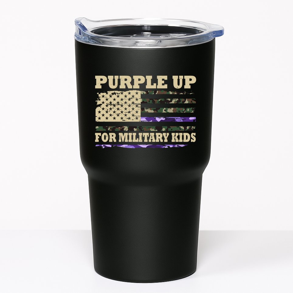 Purple Up For Military Kids Usa Flag Tumbler