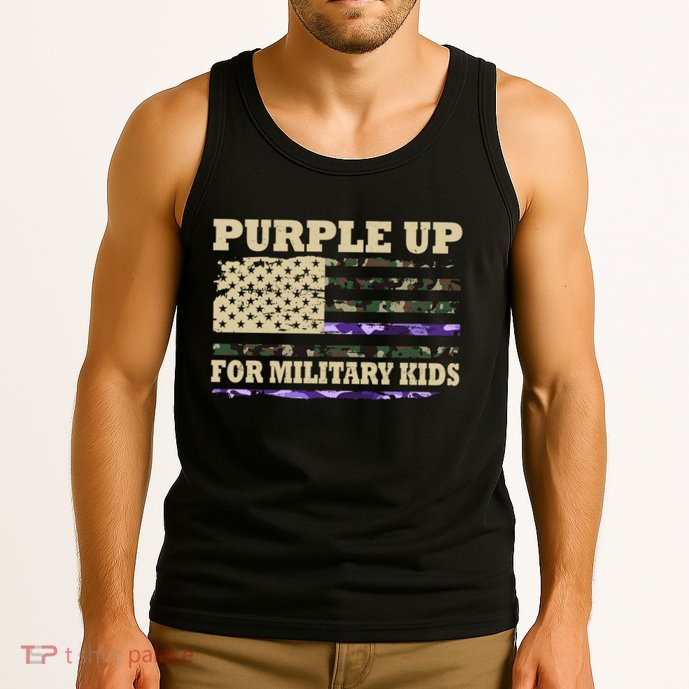 Purple Up For Military Kids Usa Flag Tank Top