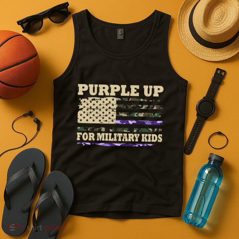 Purple Up For Military Kids Usa Flag Tank Top