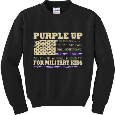 Purple Up For Military Kids Usa Flag Kids Sweatshirt