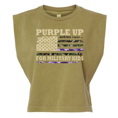 Purple Up For Military Kids Usa Flag Garment-Dyed Women's Muscle Tee