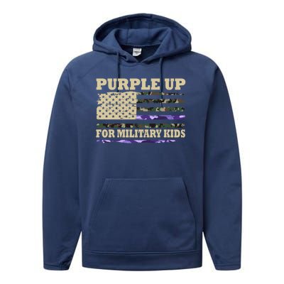 Purple Up For Military Kids Usa Flag Performance Fleece Hoodie