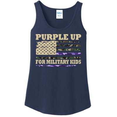 Purple Up For Military Kids Usa Flag Ladies Essential Tank