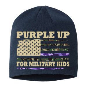 Purple Up For Military Kids Usa Flag Sustainable Beanie