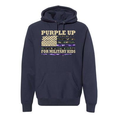 Purple Up For Military Kids Usa Flag Premium Hoodie