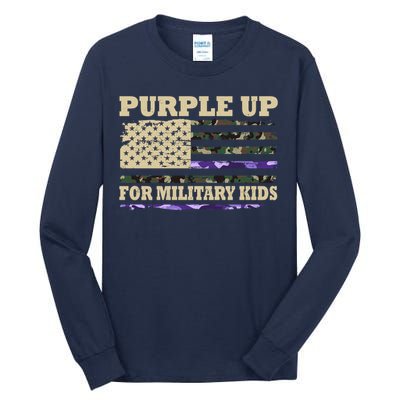 Purple Up For Military Kids Usa Flag Tall Long Sleeve T-Shirt