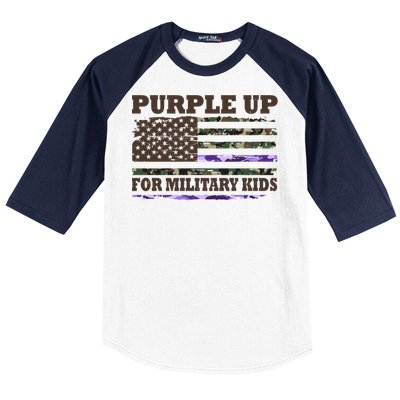 Purple Up For Military Kids Usa Flag Baseball Sleeve Shirt