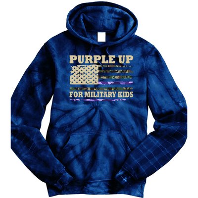 Purple Up For Military Kids Usa Flag Tie Dye Hoodie