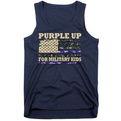 Purple Up For Military Kids Usa Flag Tank Top