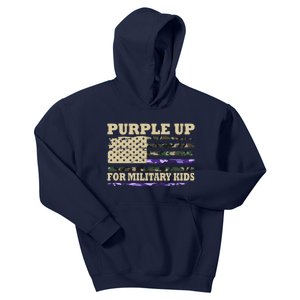 Purple Up For Military Kids Usa Flag Kids Hoodie