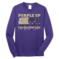 Purple Up For Military Kids Usa Flag Long Sleeve Shirt