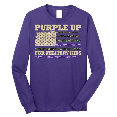 Purple Up For Military Kids Usa Flag Long Sleeve Shirt