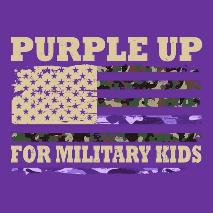 Purple Up For Military Kids Usa Flag Long Sleeve Shirt