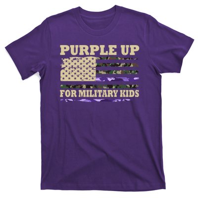 Purple Up For Military Kids Usa Flag T-Shirt