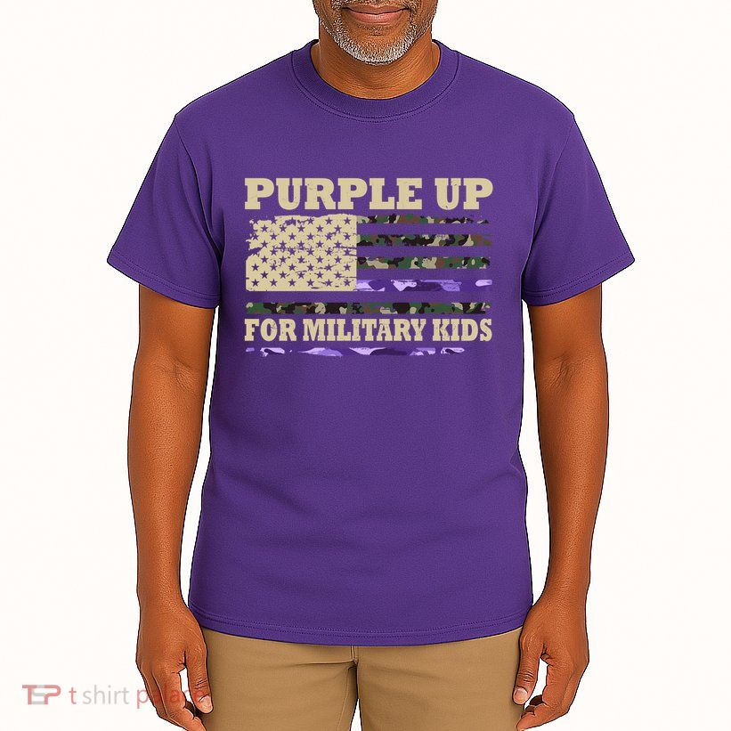 Purple Up For Military Kids Usa Flag Tall T-Shirt