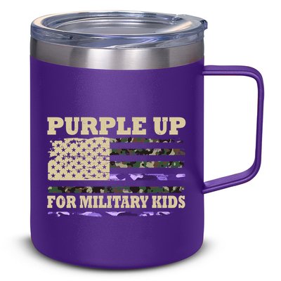 Purple Up For Military Kids Usa Flag 12oz Stainless Steel Coffee Mug
