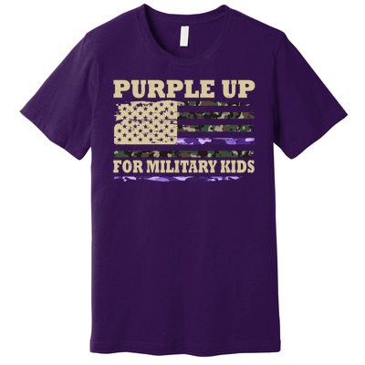 Purple Up For Military Kids Usa Flag Premium T-Shirt