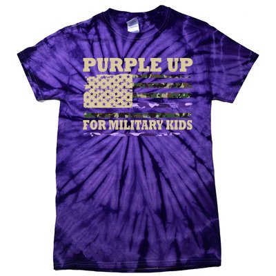 Purple Up For Military Kids Usa Flag Tie-Dye T-Shirt