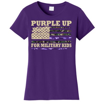 Purple Up For Military Kids Usa Flag Women's T-Shirt