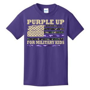 Purple Up For Military Kids Usa Flag Kids T-Shirt