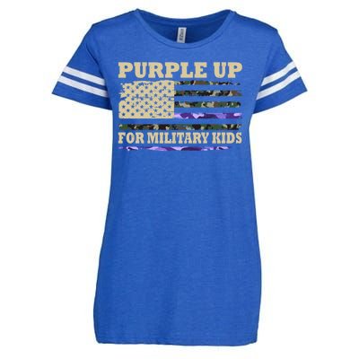 Purple Up For Military Kids Usa Flag Enza Ladies Jersey Football T-Shirt