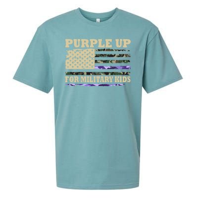 Purple Up For Military Kids Usa Flag Sueded Cloud Jersey T-Shirt