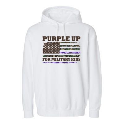 Purple Up For Military Kids Usa Flag Garment-Dyed Fleece Hoodie