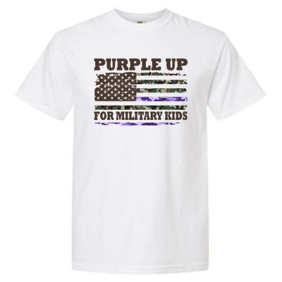 Purple Up For Military Kids Usa Flag Garment-Dyed Heavyweight T-Shirt