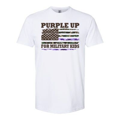 Purple Up For Military Kids Usa Flag Softstyle CVC T-Shirt