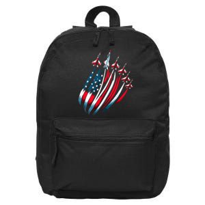 Patriotic Usa Flag Fighter Jets Boy 4th Of July 16 in Basic Backpack