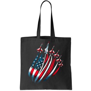 Patriotic Usa Flag Fighter Jets Boy 4th Of July Tote Bag