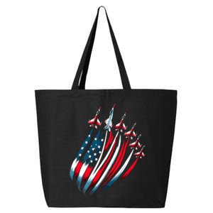 Patriotic Usa Flag Fighter Jets Boy 4th Of July 25L Jumbo Tote