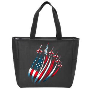 Patriotic Usa Flag Fighter Jets Boy 4th Of July Zip Tote Bag