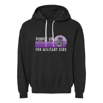 Purple Up For Military Child Month Boots Sunset Garment-Dyed Fleece Hoodie