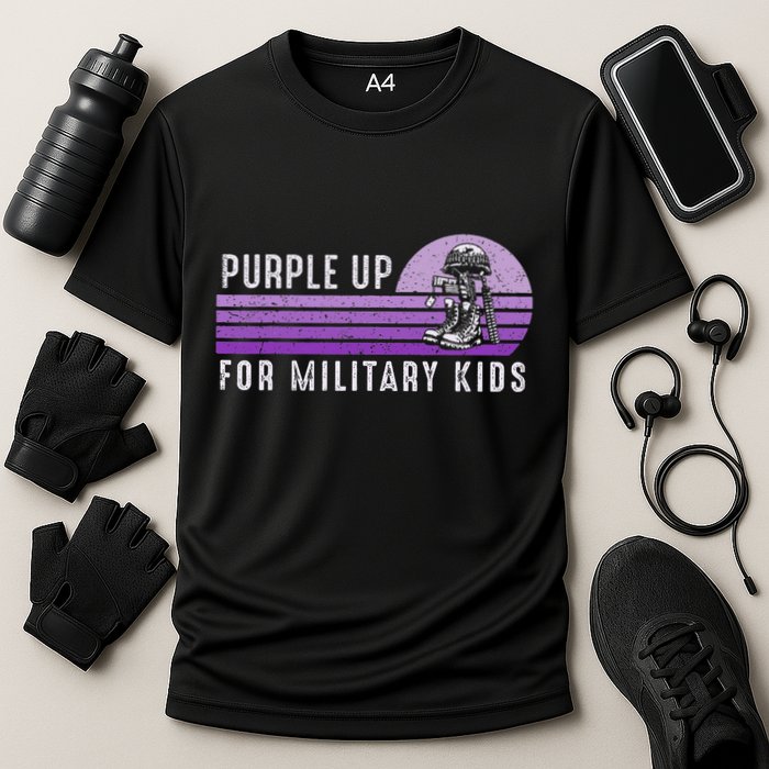 Purple Up For Military Child Month Boots Sunset Cooling Performance Crew T-Shirt