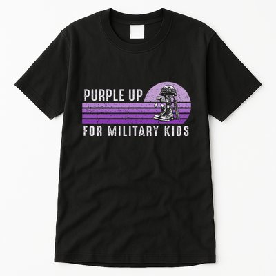 Purple Up For Military Child Month Boots Sunset Tall T-Shirt