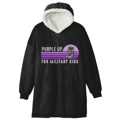 Purple Up For Military Child Month Boots Sunset Hooded Wearable Blanket