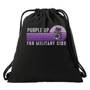 Purple Up For Military Child Month Boots Sunset Drawstring Bag